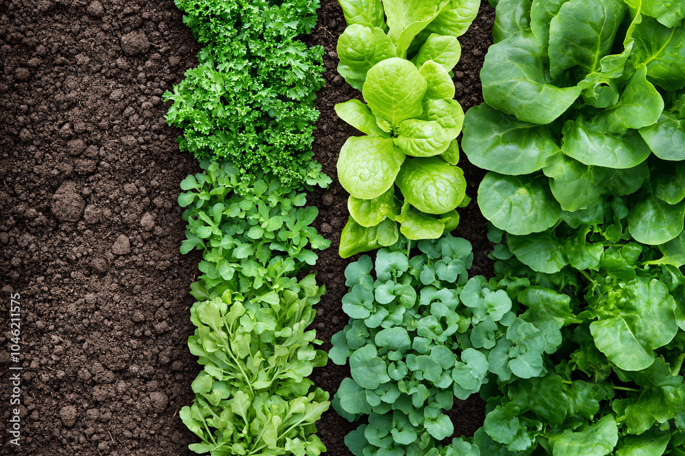 Vibrant Green Leaves in a Vegetable Garden Vibrant Green Leaves in a Vegetable Garden