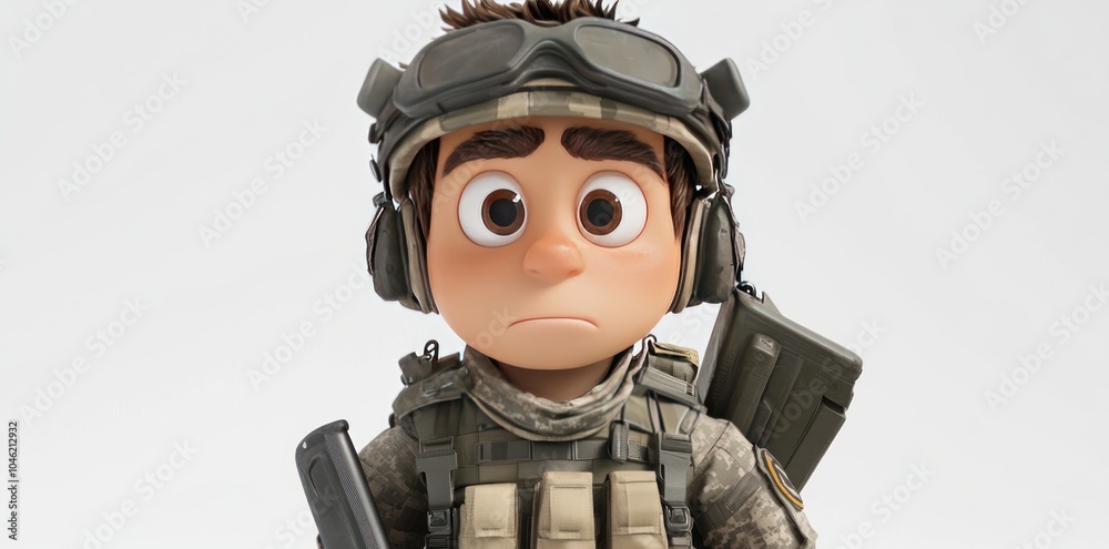 A Cartoon Soldier with a Concerned Expression A Cartoon Soldier with a Concerned Expression