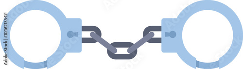Steel handcuffs closed on white background, law enforcement equipment for detaining criminals