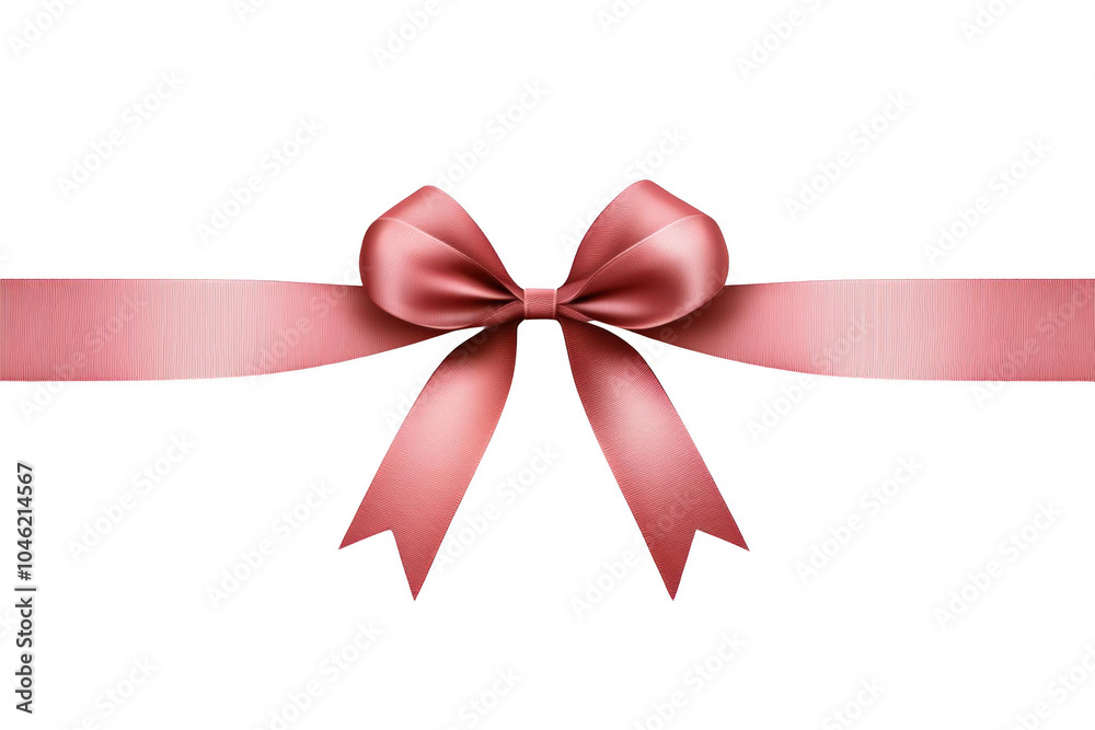 Pink Satin Bow with Ribbon on Black Background