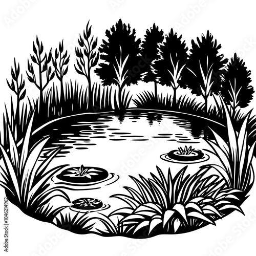 ponds silhouette 
 vector illustration on a white background
