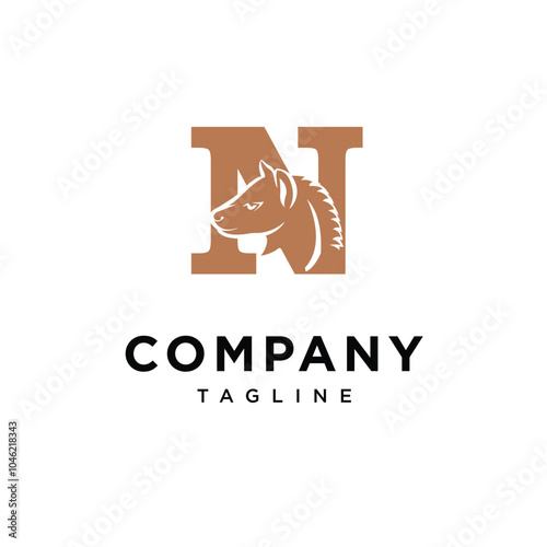Letter N Hyena Logo Icon Vector
