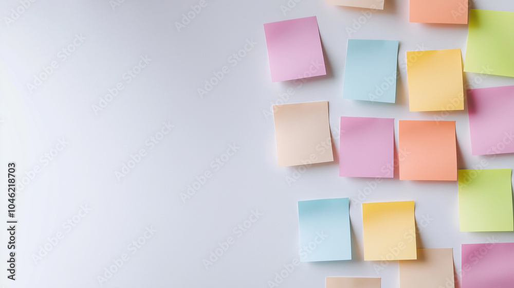 New Years goals concept,An array of vibrant sticky notes in varied colors is positioned on a white surface,providing a backdrop for organizing thoughts or planning projects,copy space New Years goals concept,An array of vibrant sticky notes in varied colors is positioned on a white surface,providing a backdrop for organizing thoughts or planning projects,copy space