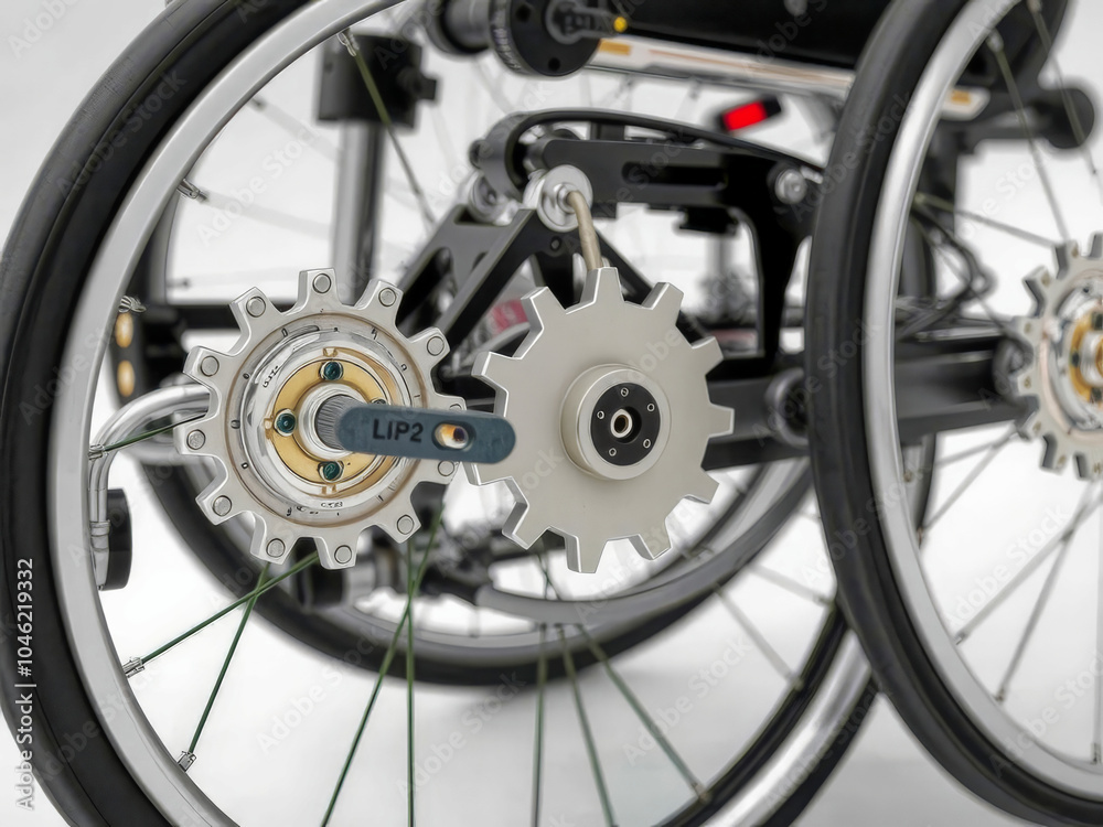 A wheel with a silver hubcap and a black rim. The hubcap is labeled Lp2 A wheel with a silver hubcap and a black rim. The hubcap is labeled Lp2