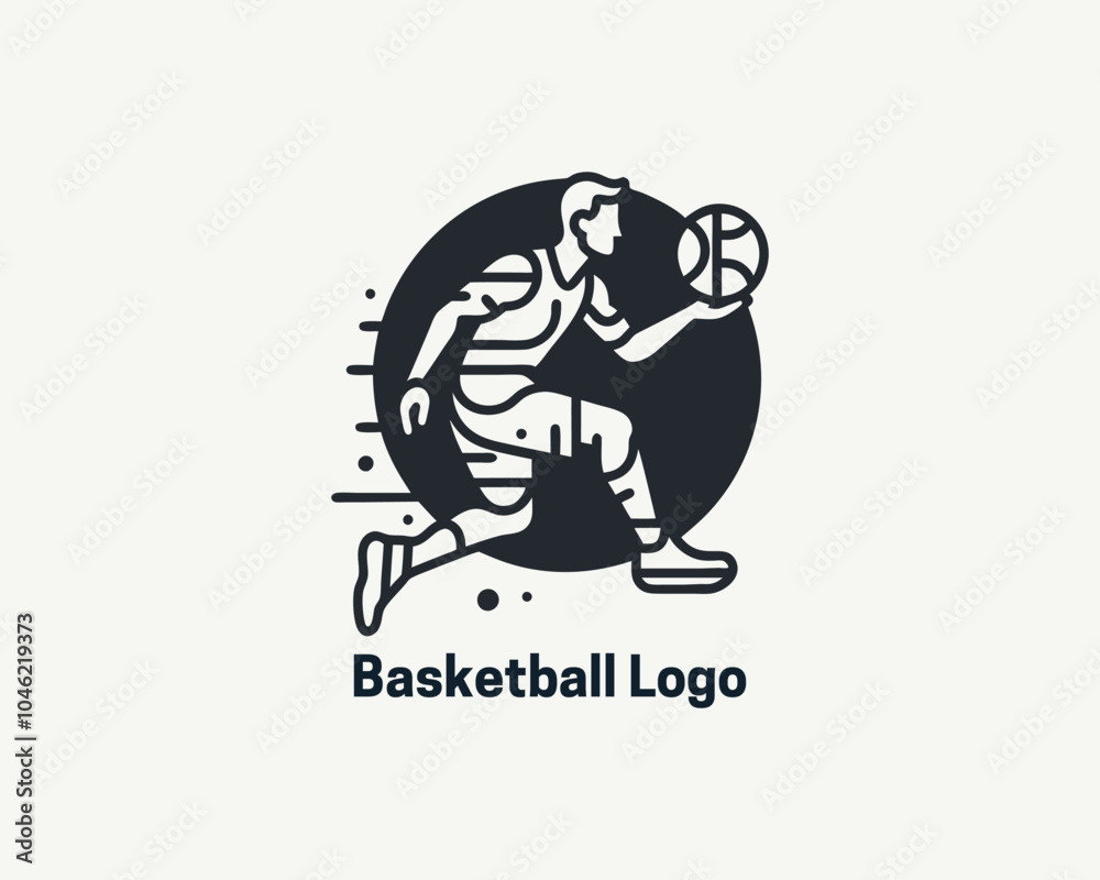 Basketball player logo design icon symbol vector illustration. Basketball player logo design icon symbol vector illustration.