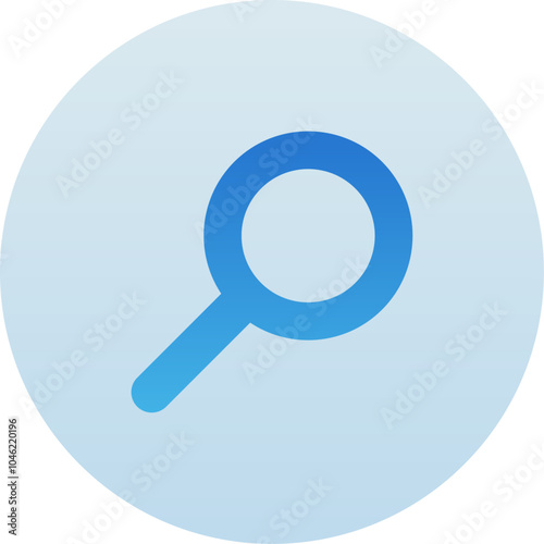 Search Zoom Circle Icon with Blue Gradient Isolated on White Background