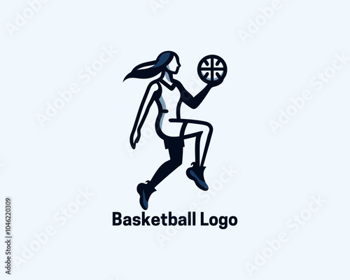 Basketball player logo design icon symbol vector illustration.