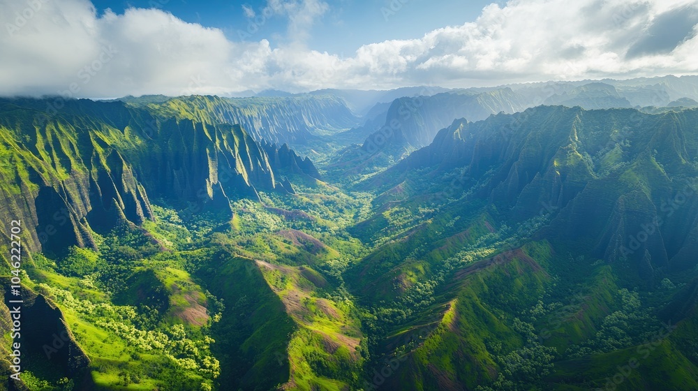 Lush Green Mountain Valley Under a Bright Sky Lush Green Mountain Valley Under a Bright Sky