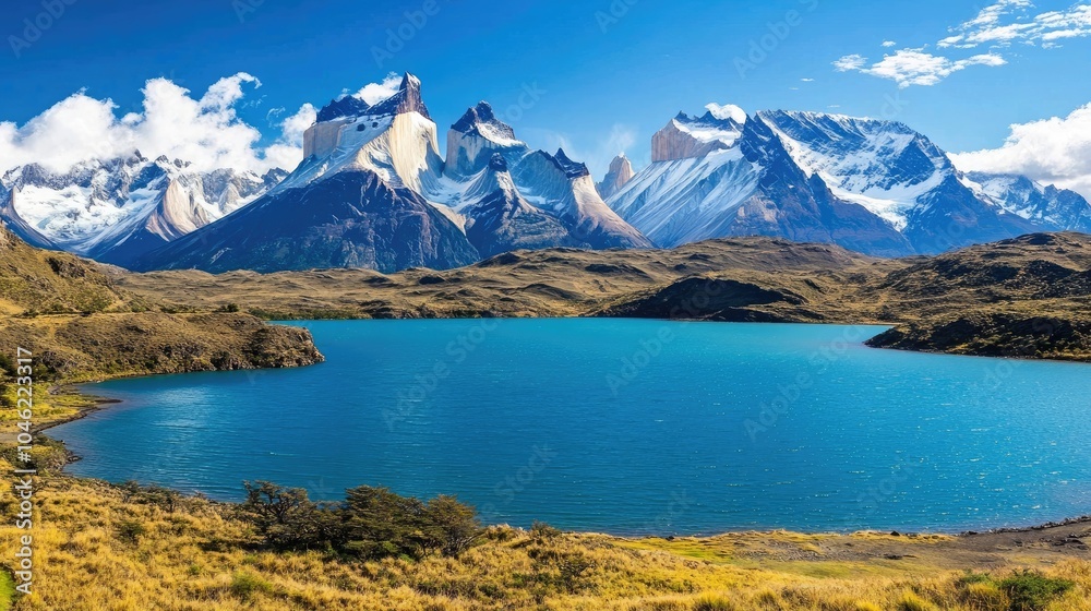 Majestic Mountain Landscape with Turquoise Lake Majestic Mountain Landscape with Turquoise Lake