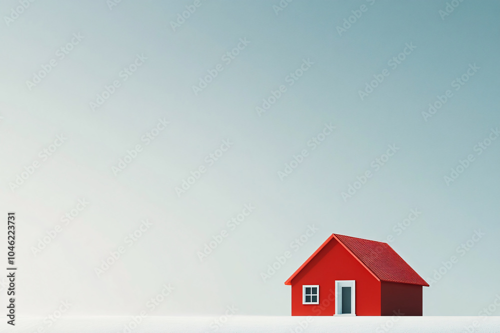 Minimalist Red House Illustration - Simple Design Concept Minimalist Red House Illustration - Simple Design Concept