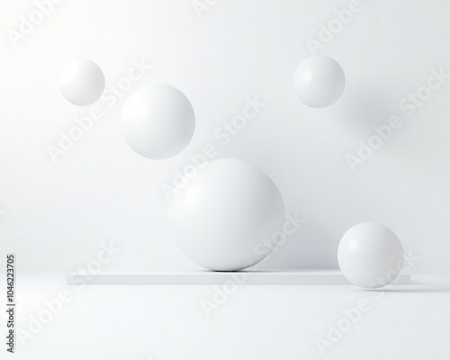 Spheres and cubes floating in an infinite reflective environment, basic shapes, infinite space