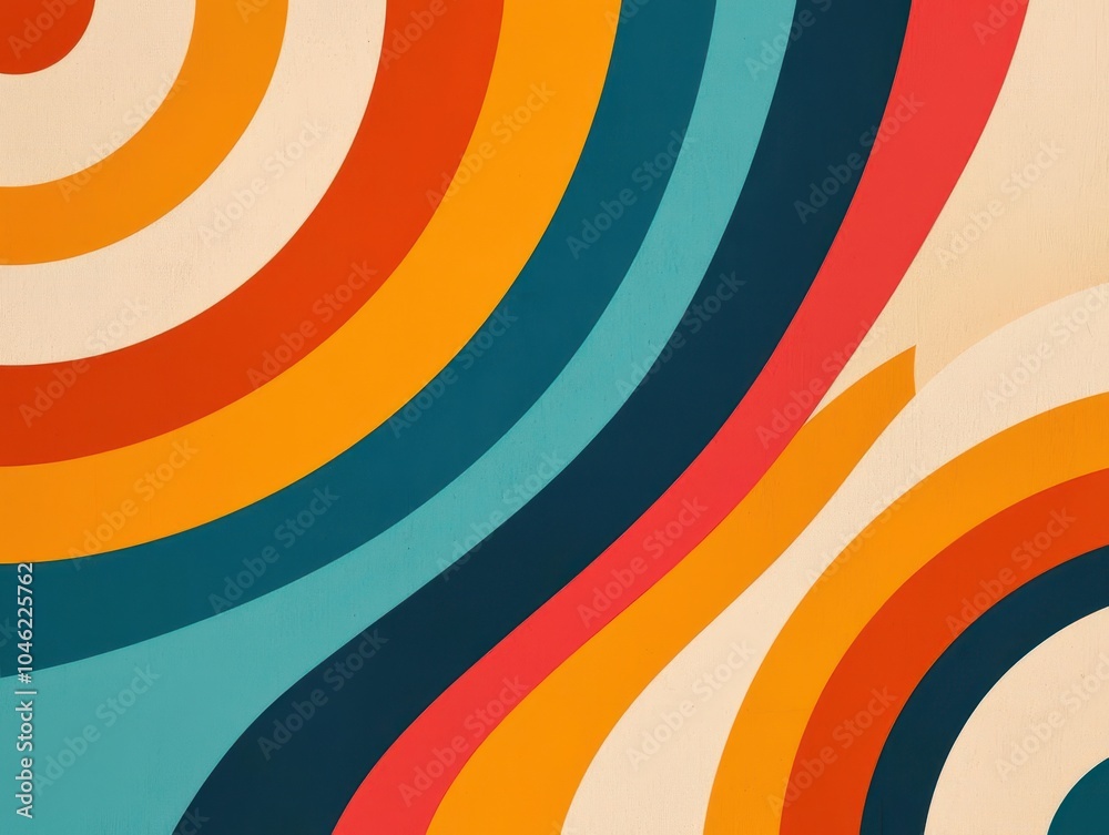 Obraz premium Multiple concentric circles in alternating colors, creating a hypnotic effect, basic shapes, psychedelic design