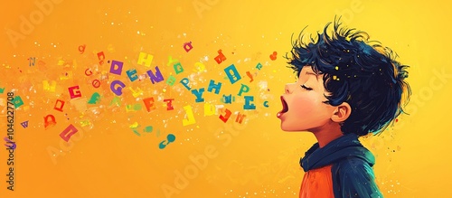 Boy Exhaling Letters