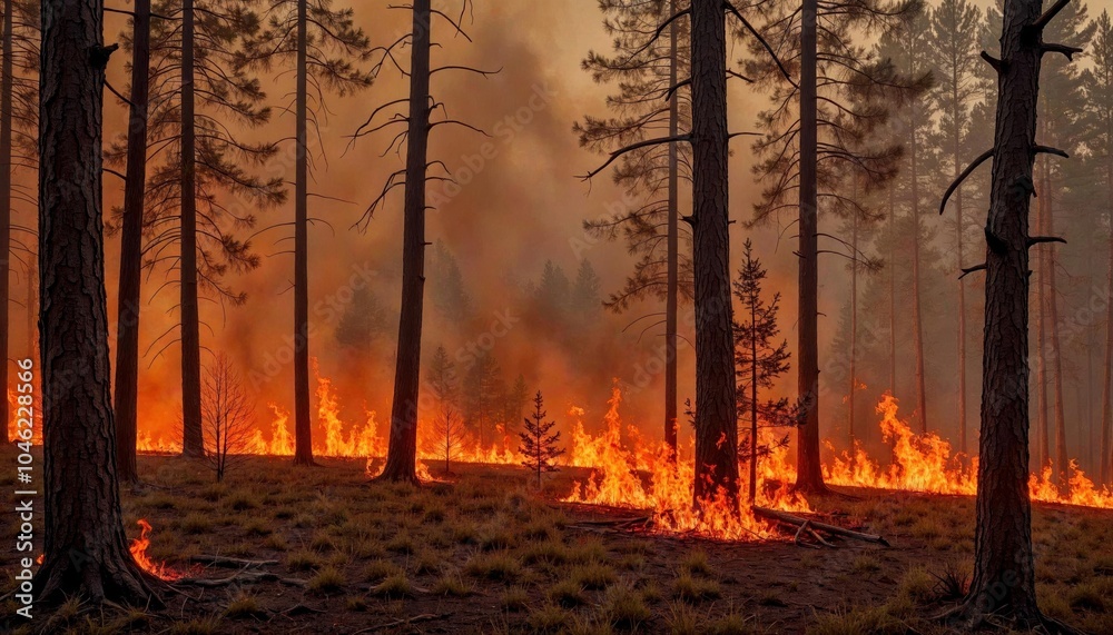 Wildfire Threatening Woodland Wildfire Threatening Woodland