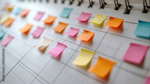 Colorful Sticky Notes on a Planner for Organization