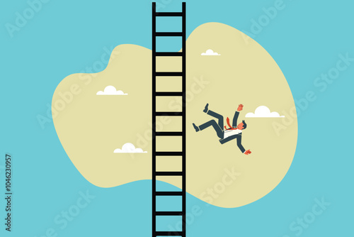 Ambitious Businessman Tumbles Down from the Peak of Success