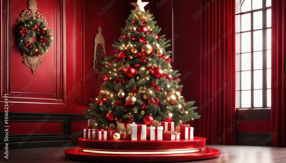 Christmas tree fir with baubles Christmas tree fir with baubles