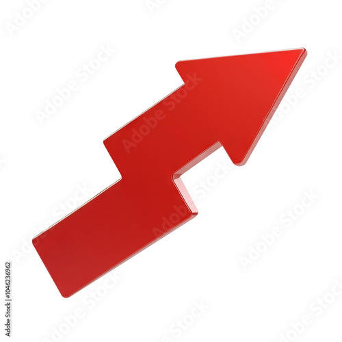 3d red arrow pointing up on transparent background PNG Generative AI