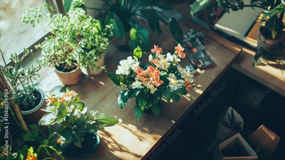 Vibrant Indoor Plants Under Natural Light Vibrant Indoor Plants Under Natural Light