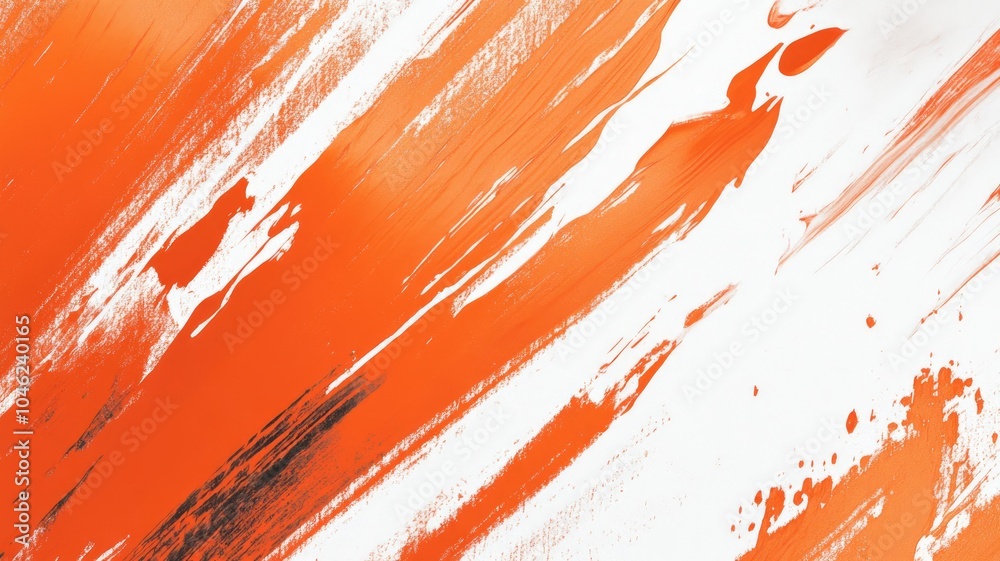 Abstract orange and white brushstrokes on canvas, dynamic vivid Abstract orange and white brushstrokes on canvas, dynamic vivid