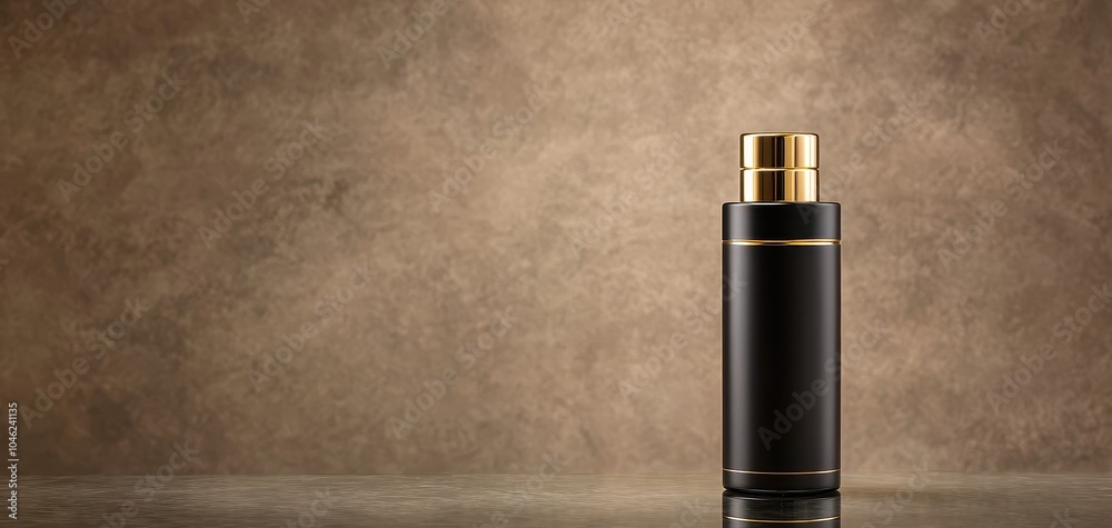 Elegant perfume bottle on neutral textured background, showcasing luxury and sophistication. Elegant perfume bottle on neutral textured background, showcasing luxury and sophistication.