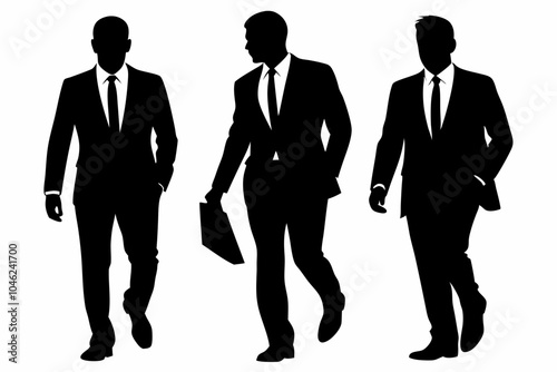 walking-business-man-hand-beg-black-silhouettes white background