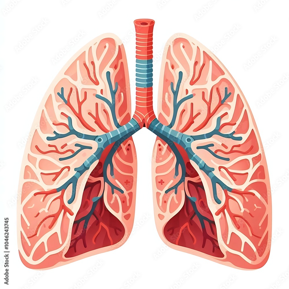 Flat, isolated illustration of a lungs, showcasing its distinct shape and features. The design is minimalistic with smooth lines and a simple color palette, perfect for decorative projects. Flat, isolated illustration of a lungs, showcasing its distinct shape and features. The design is minimalistic with smooth lines and a simple color palette, perfect for decorative projects.