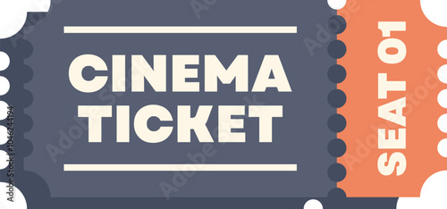 Cinema ticket is admitting one person to their seat to enjoy a movie