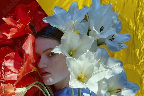 portrait of a woman with flowers