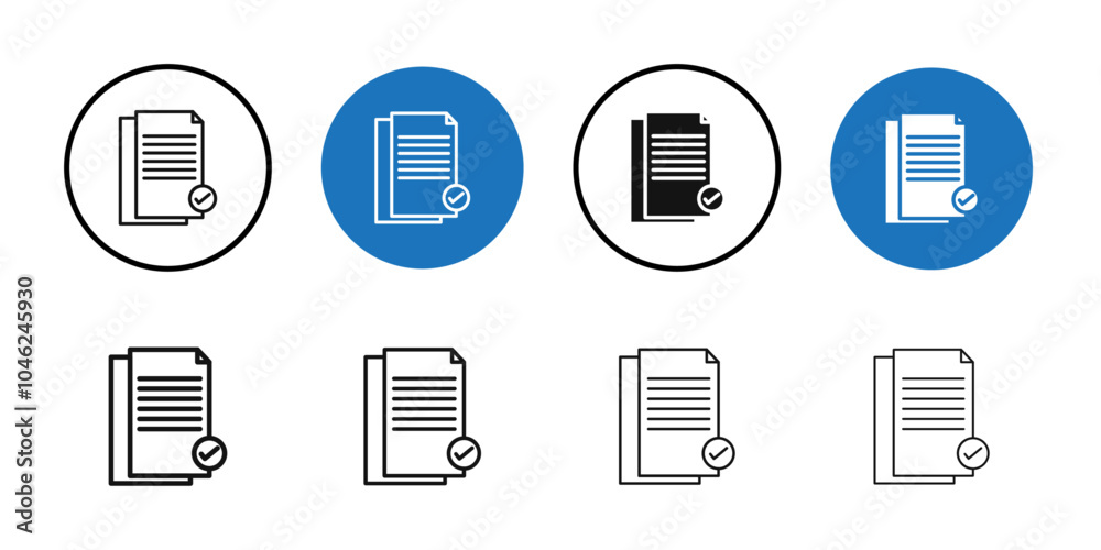 Accept document icon Black line art vector logo set Accept document icon Black line art vector logo set