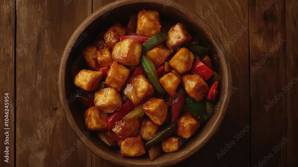 Delicious Tofu Stir-fry in Rustic Bowl Delicious Tofu Stir-fry in Rustic Bowl