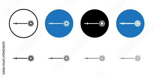 Brightness icon Black line art vector logo set