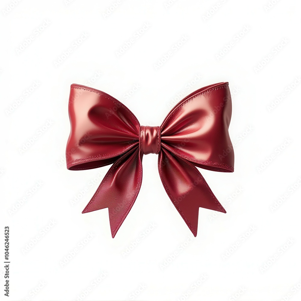 Shiny red ribbon bow on white background Shiny red ribbon bow on white background