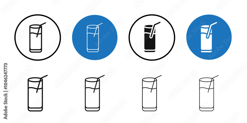 Cocktail icon Black line art vector logo set Cocktail icon Black line art vector logo set