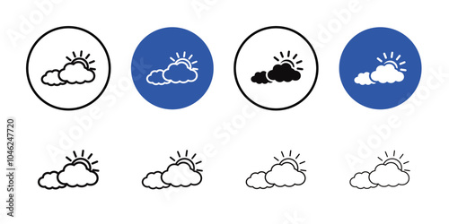 Cloudy Day icon Black line art vector logo set
