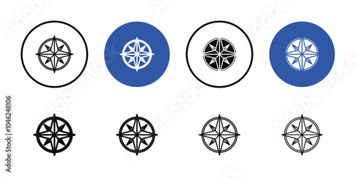 Compass icon Black line art vector logo set