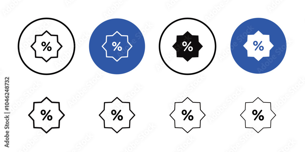 Discount icon Black line art vector logo set Discount icon Black line art vector logo set