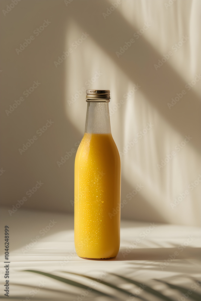 Freshly Squeezed Vibrant Orange Juice in a Sleek Glass Bottle with Silver Cap - Natural and Organic Beverage Freshly Squeezed Vibrant Orange Juice in a Sleek Glass Bottle with Silver Cap - Natural and Organic Beverage