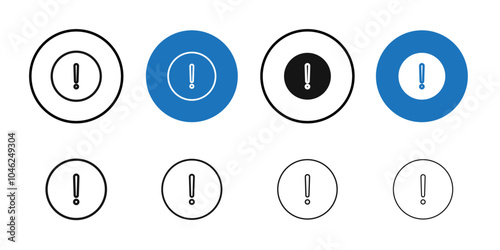 Exclamation button icon Black line art vector logo set