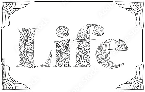 life typography floral coloring book
