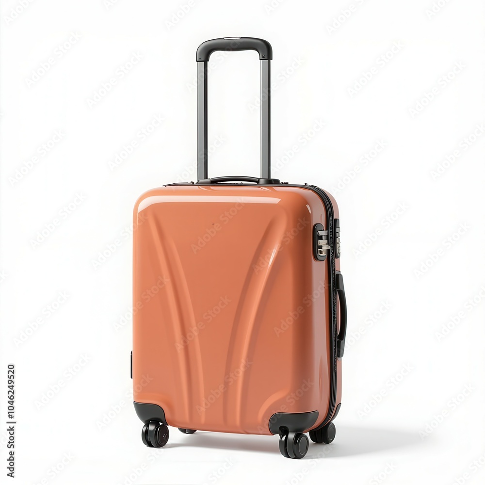 Stylish orange suitcase on white background Stylish orange suitcase on white background