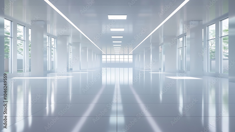 Futuristic Clean Energy Facility Converting Solar Power into Electricity with Glowing Conduits and Glass Walls Futuristic Clean Energy Facility Converting Solar Power into Electricity with Glowing Conduits and Glass Walls