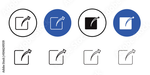 External link icon Black line art vector logo set