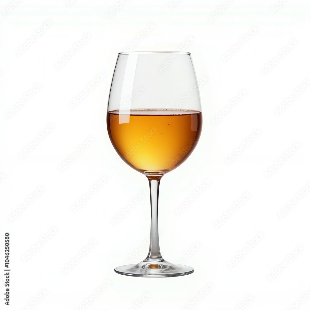 Wine glass with golden liquid, white background Wine glass with golden liquid, white background