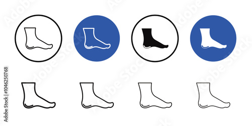 Foot icon Black line art vector logo set