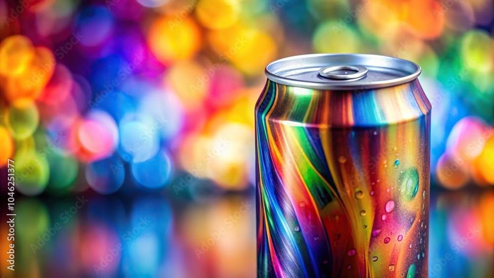 Fototapeta premium A close-up of a colorful energy drink can with a blurred background, wellness, nutrition, vitamins, sports