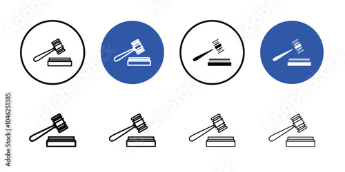 Gavel icon Black line art vector logo set