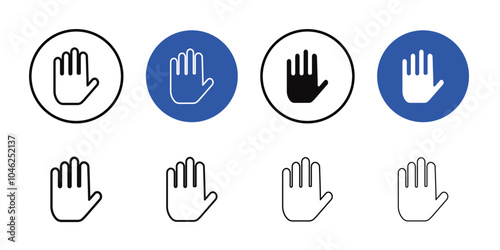 Hand icon Black line art vector logo set