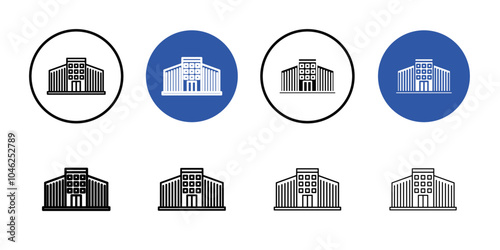 Hotel icon Black line art vector logo set