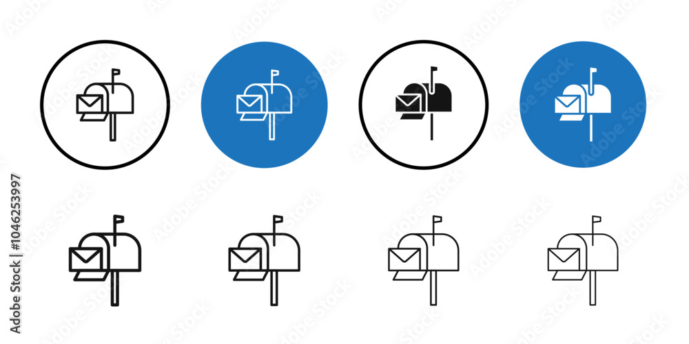 Mailbox icon Black line art vector logo set Mailbox icon Black line art vector logo set